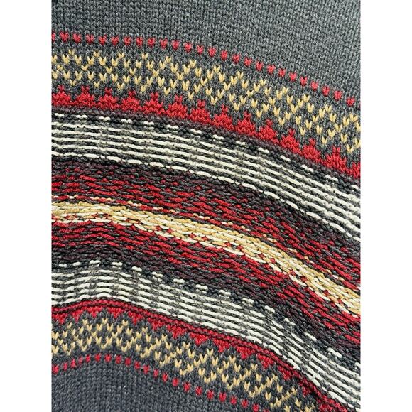 Vintage G.H. Bass Fair Isle Sweater Sherpa Collar 3 Button Long Sleeve Men's XL - Picture 7 of 7